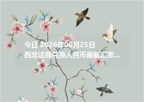 今日 2026年06月25日 西非法郎兑换人民币最新汇率行情