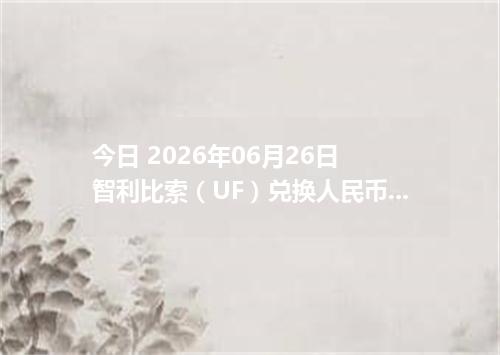 今日 2026年06月26日 智利比索（UF）兑换人民币_最新CLF汇率行情