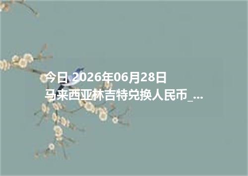 今日 2026年06月28日 马来西亚林吉特兑换人民币_最新MYR汇率行情
