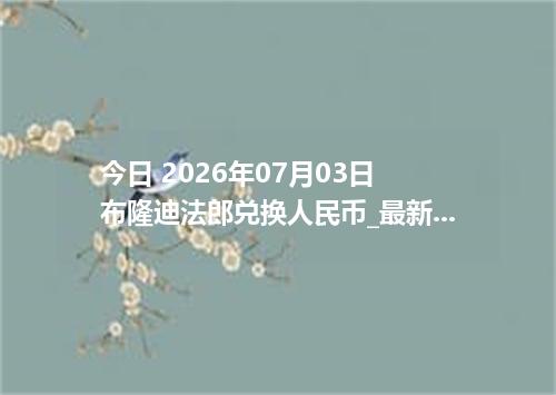 今日 2026年07月03日 布隆迪法郎兑换人民币_最新BIF汇率行情